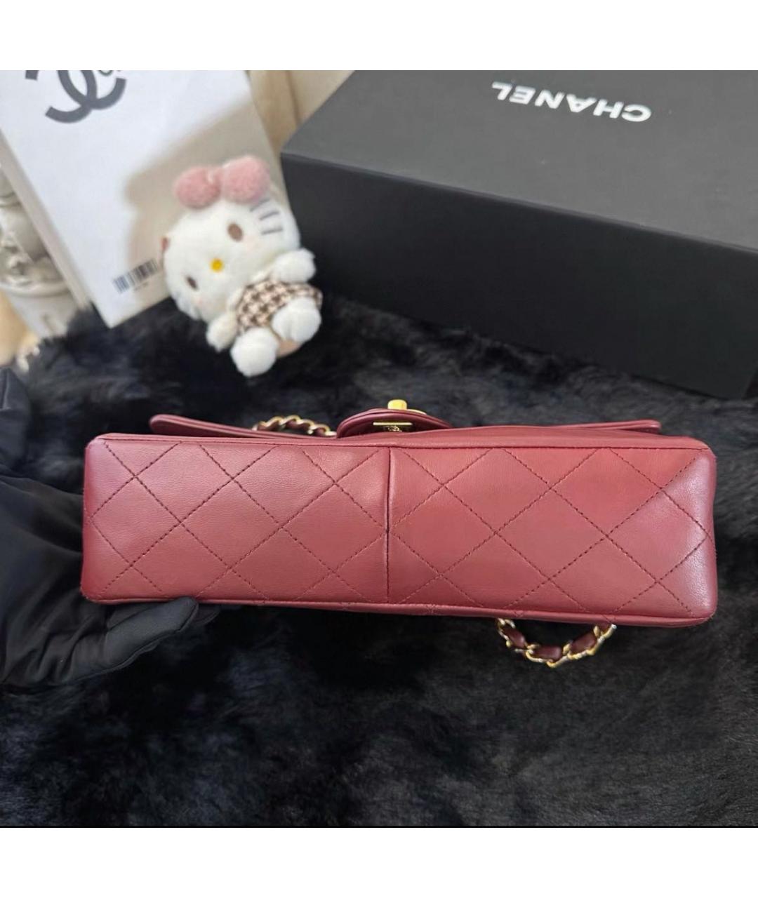 CHANEL Бордовая кожаная сумка через плечо, фото 7