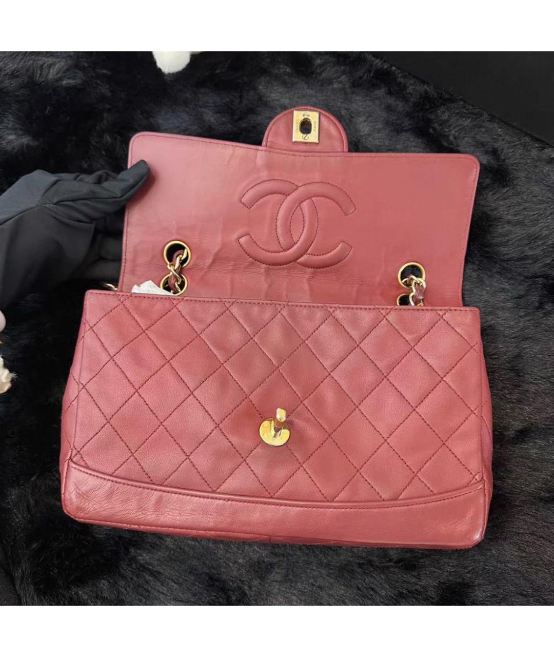 CHANEL Бордовая кожаная сумка через плечо, фото 8