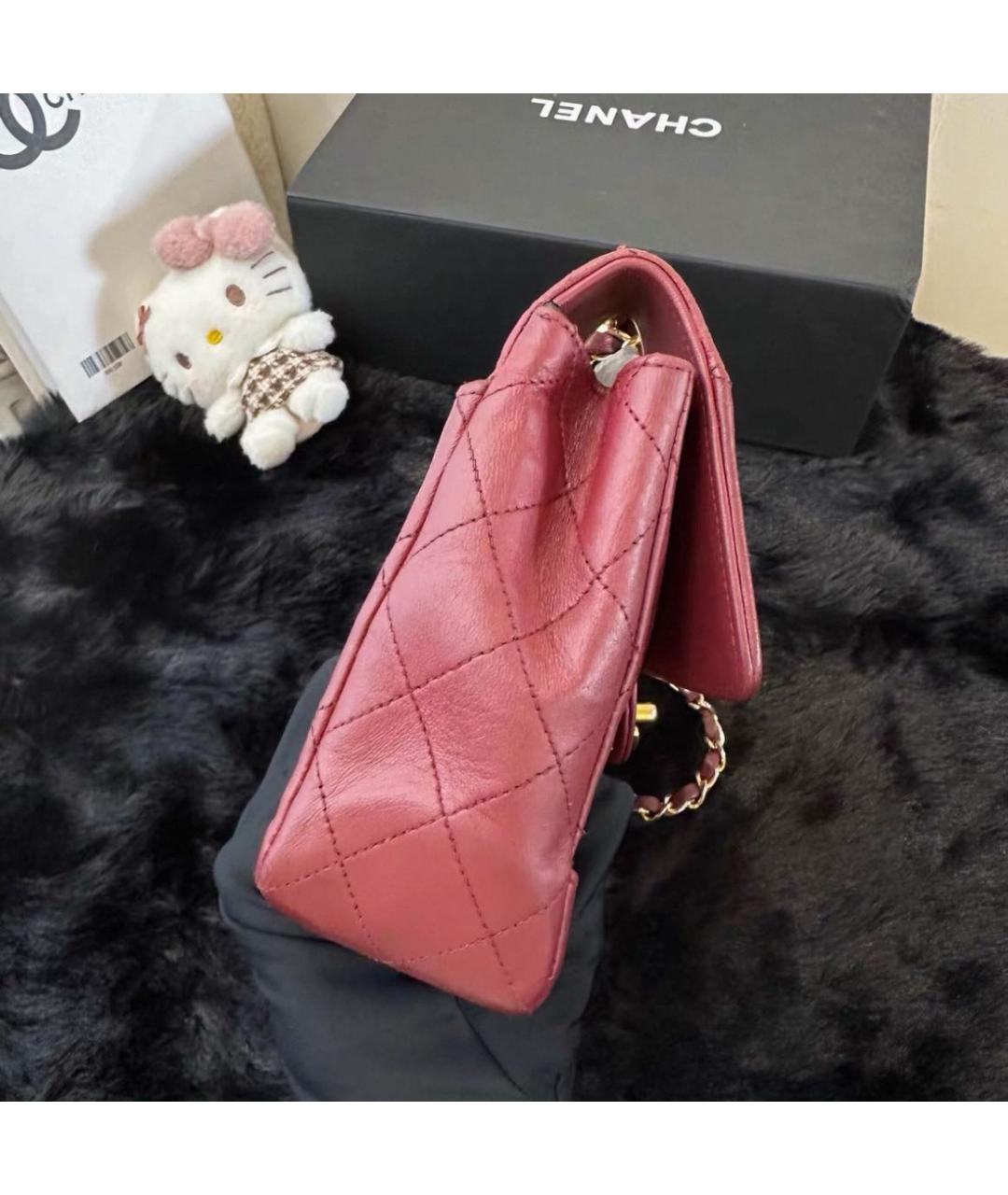 CHANEL Бордовая кожаная сумка через плечо, фото 6