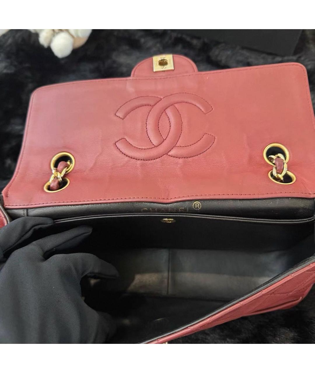 CHANEL Бордовая кожаная сумка через плечо, фото 4