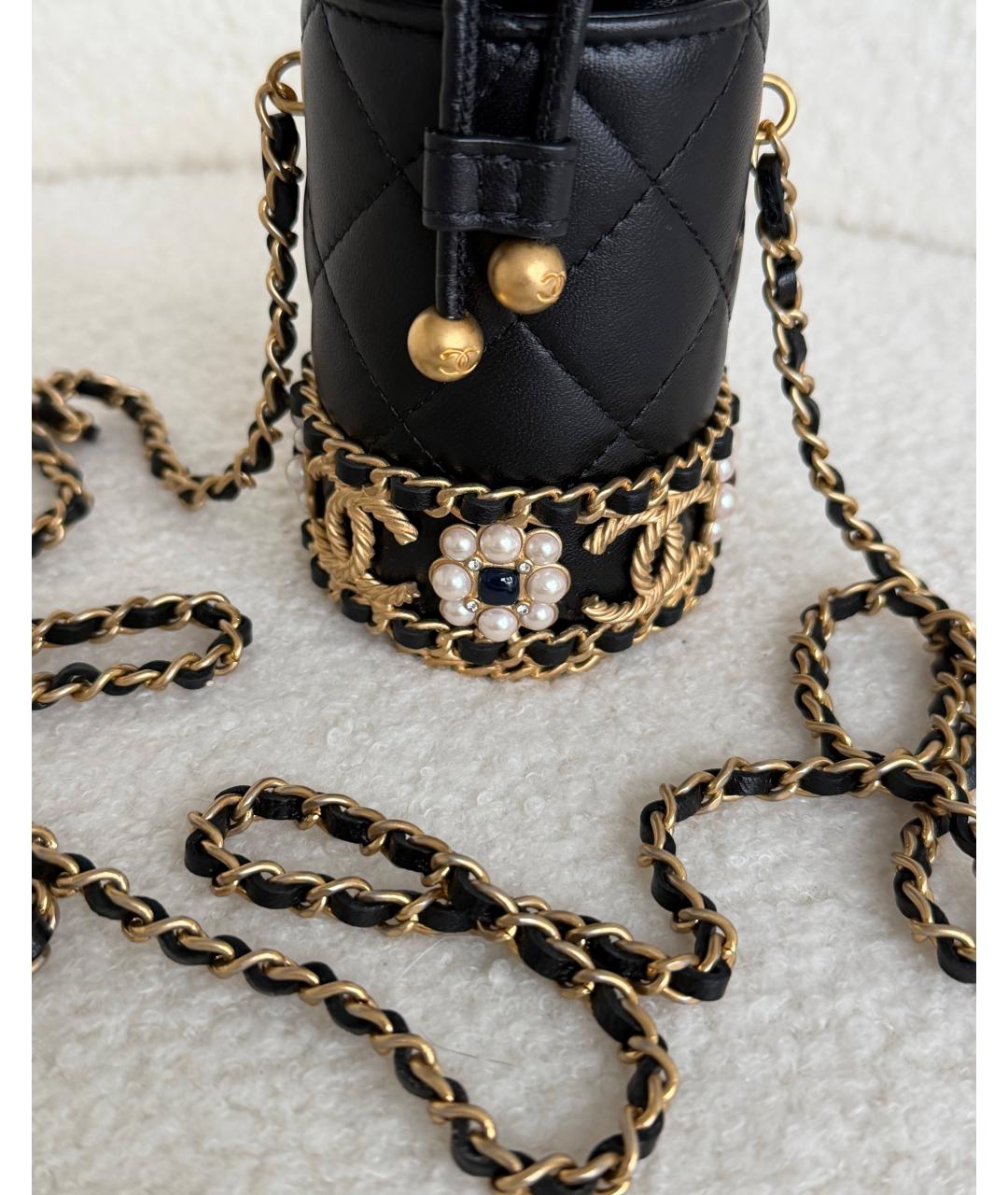 CHANEL Черная кожаная сумка на плечо, фото 4