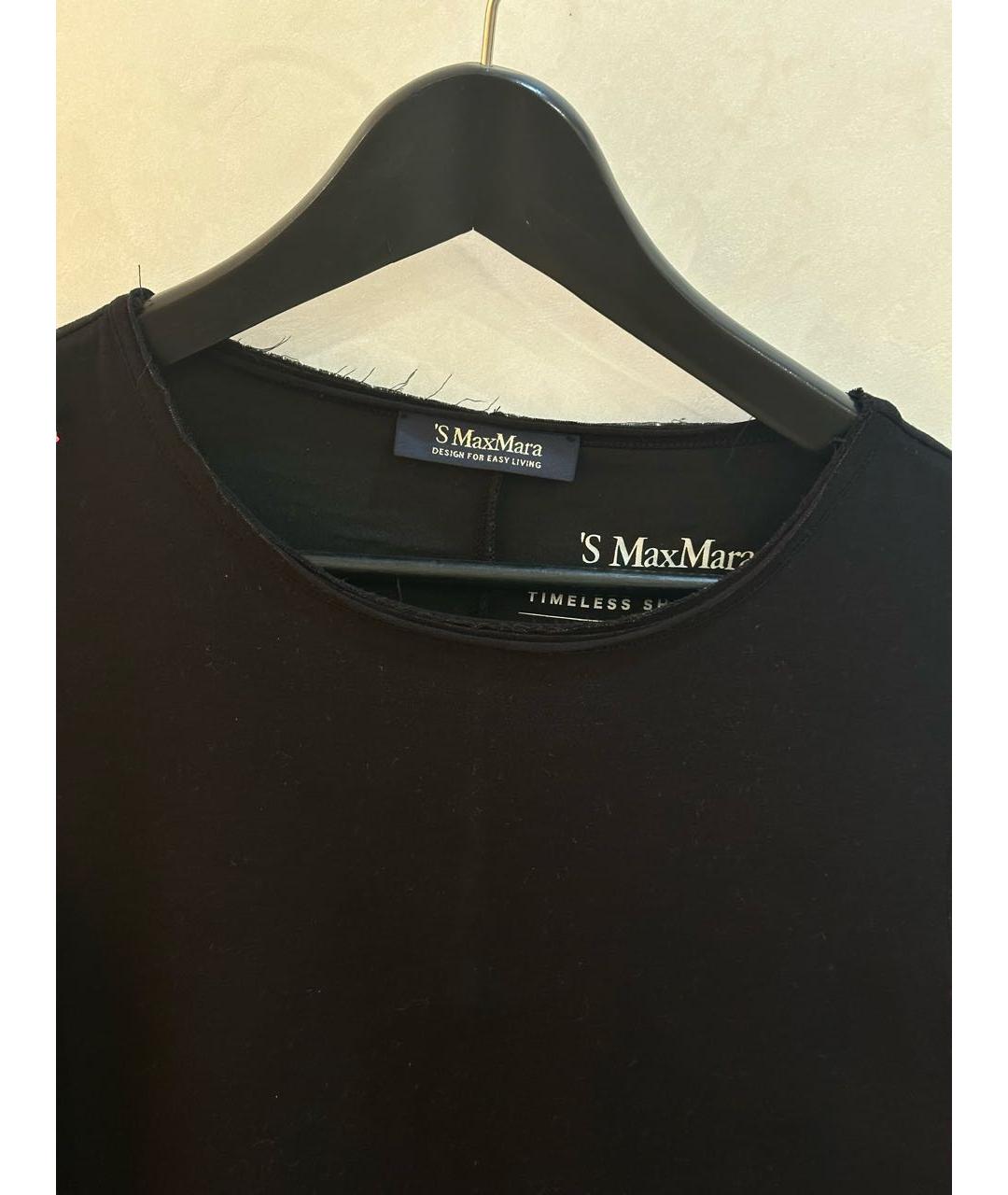 'S MAX MARA Черное хлопко-эластановое повседневное платье, фото 3