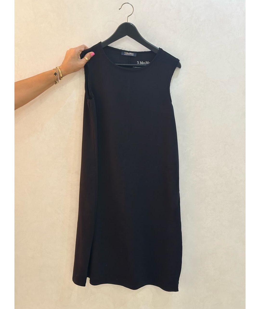 'S MAX MARA Черное хлопко-эластановое повседневное платье, фото 7
