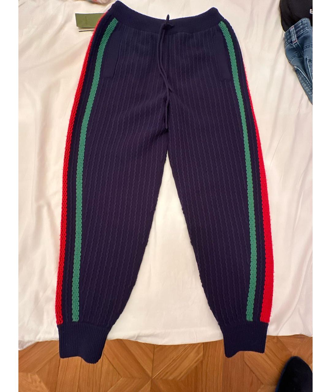 GUCCI Темно-синие шерстяные повседневные брюки, фото 9