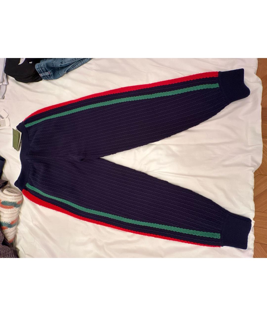 GUCCI Темно-синие шерстяные повседневные брюки, фото 2