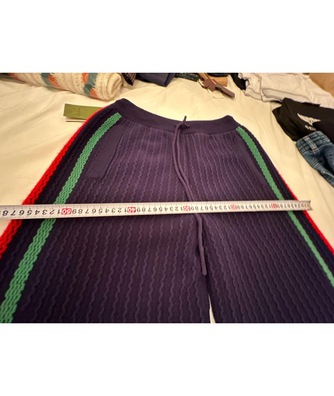 GUCCI Темно-синие шерстяные повседневные брюки, фото 7