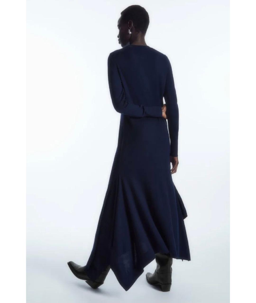 COS Синее шерстяное повседневное платье, фото 4