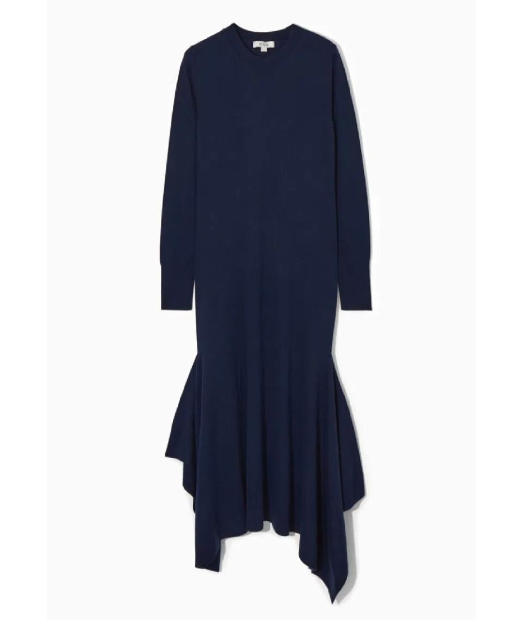 COS Синее шерстяное повседневное платье, фото 4