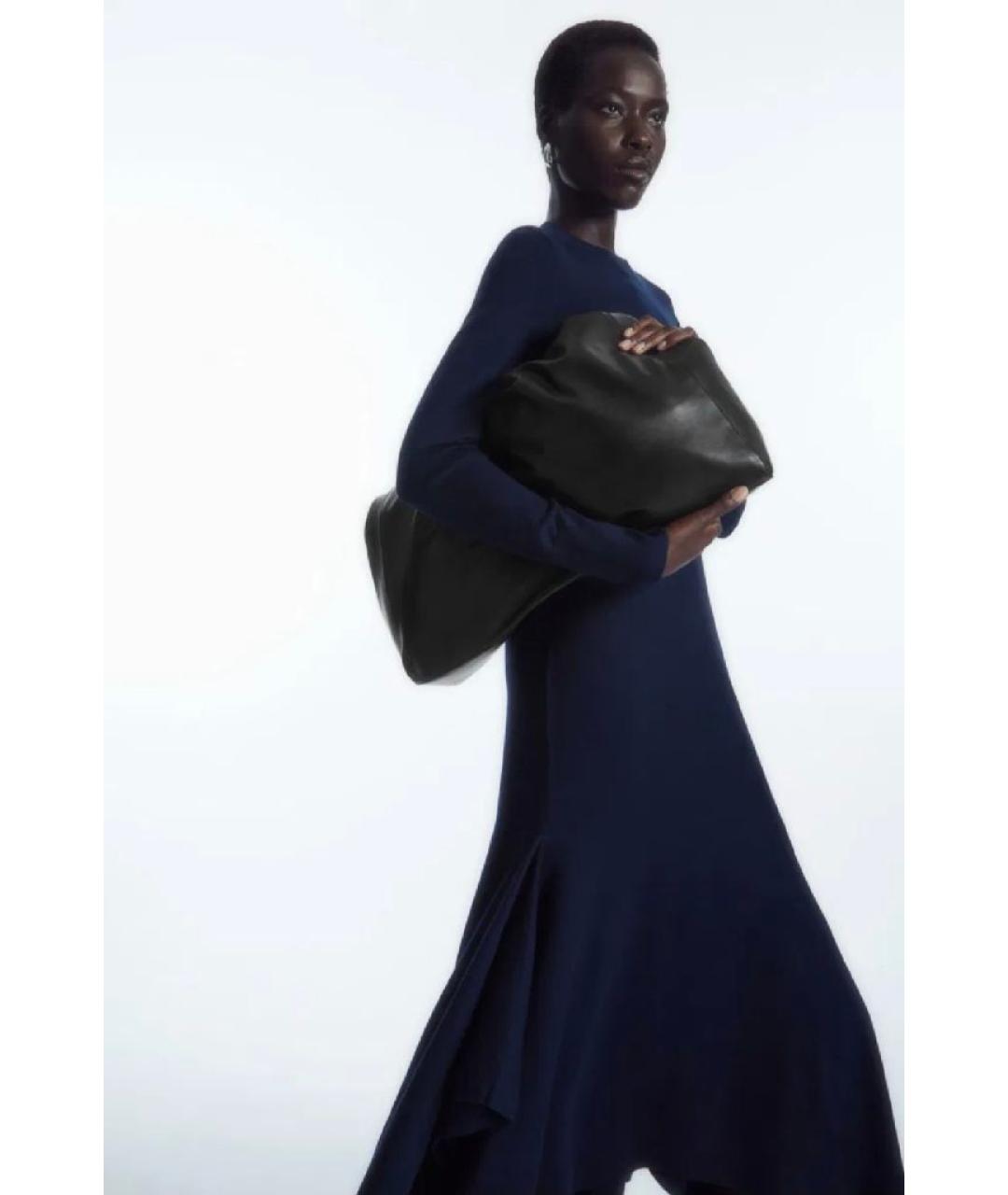 COS Синее шерстяное повседневное платье, фото 3