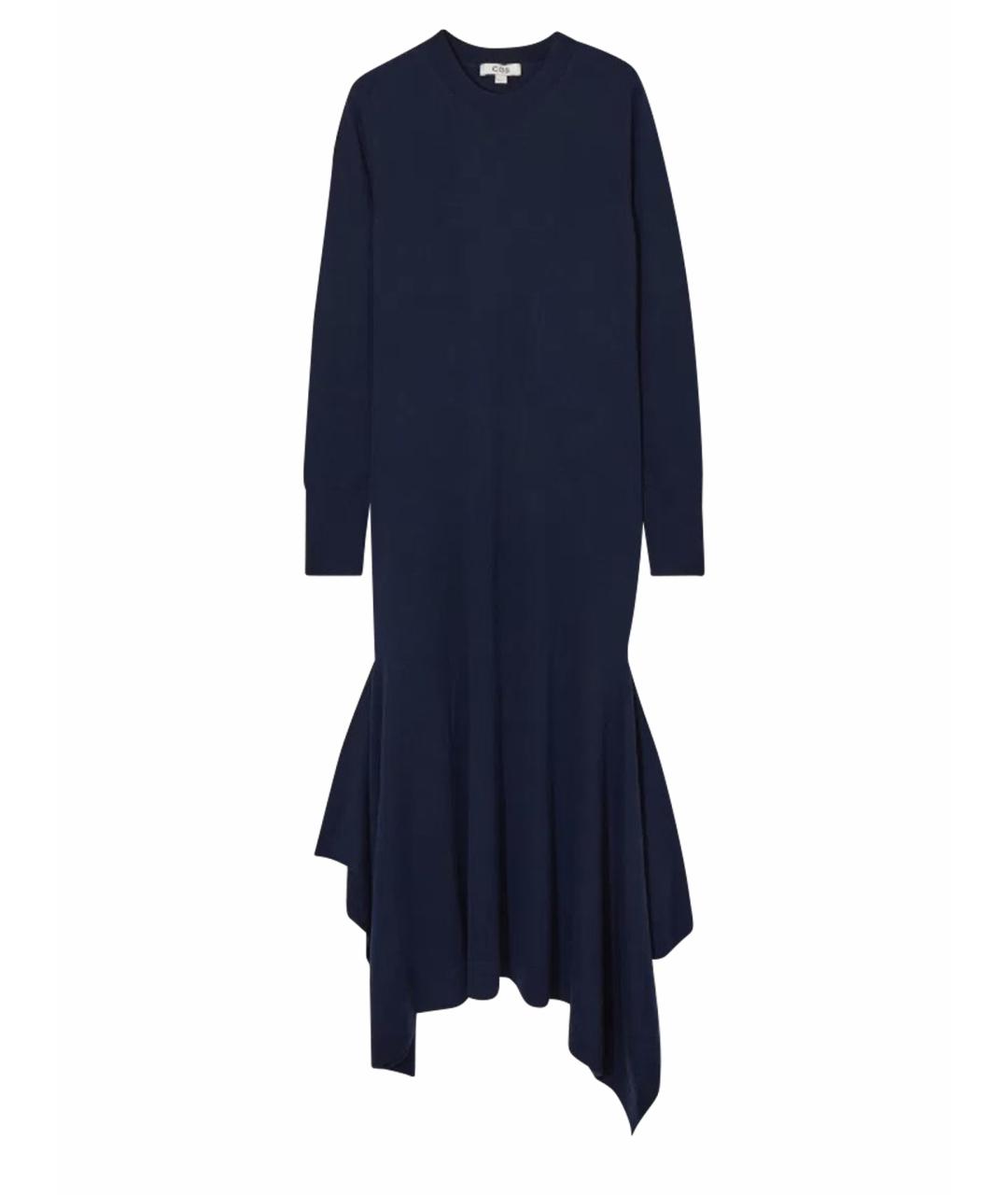COS Синее шерстяное повседневное платье, фото 1