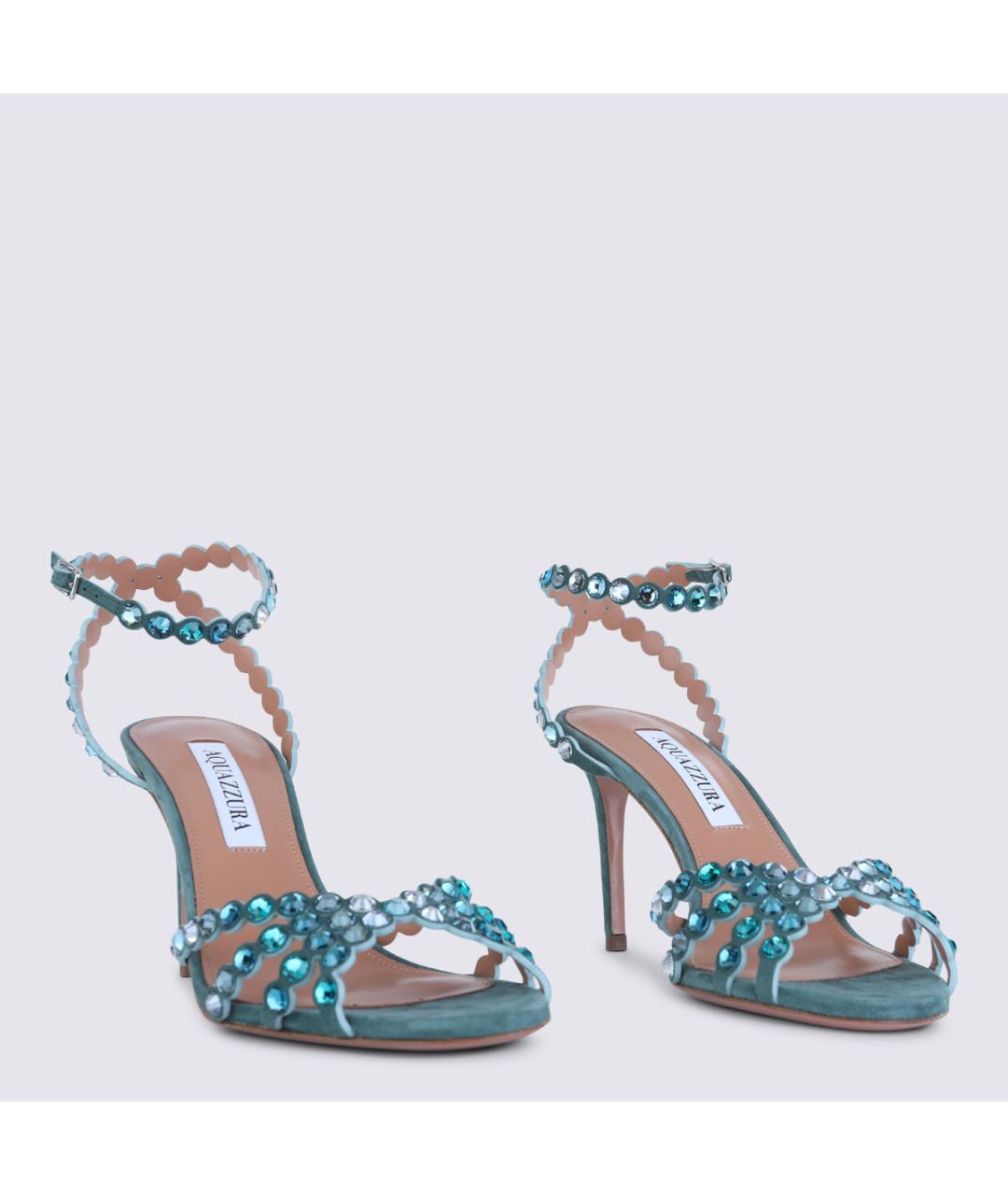 AQUAZZURA Бирюзовые замшевые босоножки, фото 2