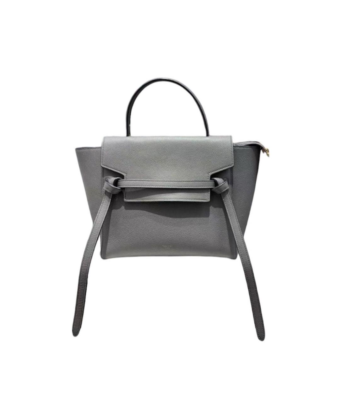CELINE Серая кожаная сумка с короткими ручками, фото 9