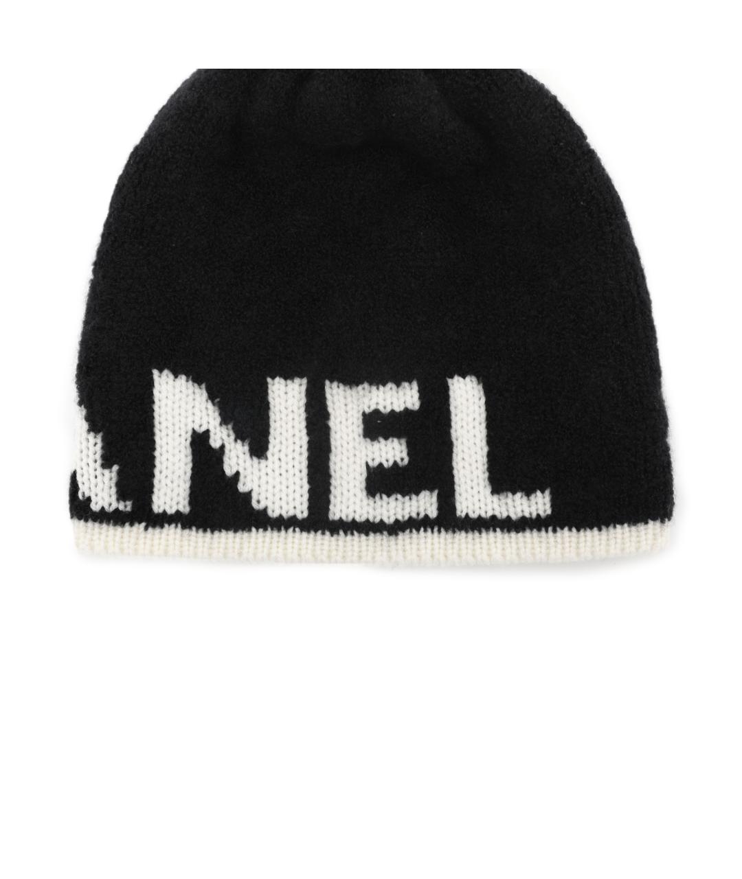 CHANEL Черная шерстяная шапка, фото 4