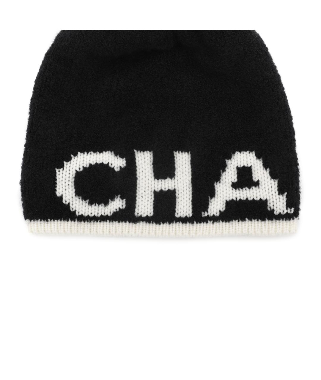 CHANEL Черная шерстяная шапка, фото 3