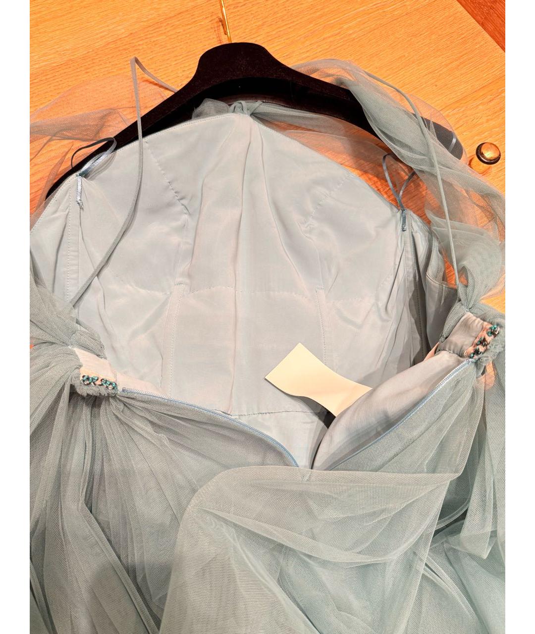 ALBERTA FERRETTI Бирюзовое коктейльное платье, фото 8