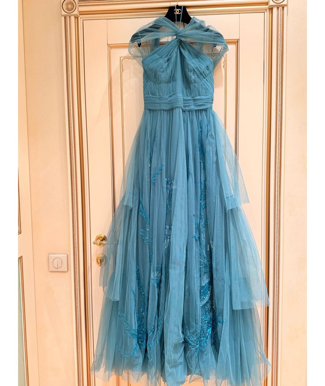 ALBERTA FERRETTI Бирюзовое коктейльное платье, фото 9