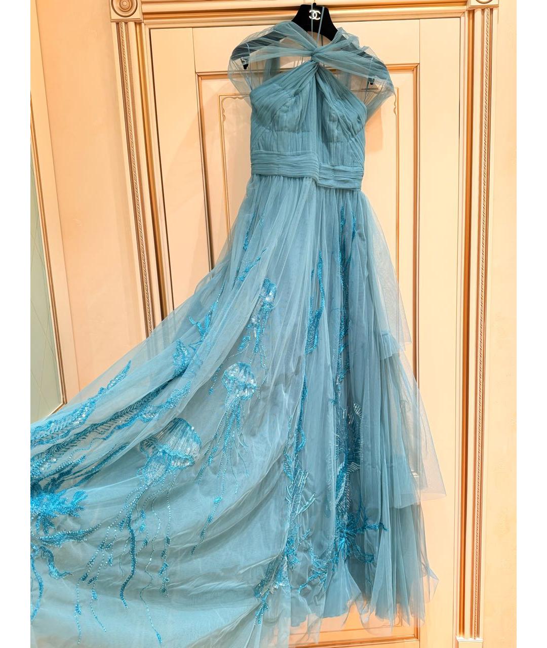 ALBERTA FERRETTI Бирюзовое коктейльное платье, фото 6