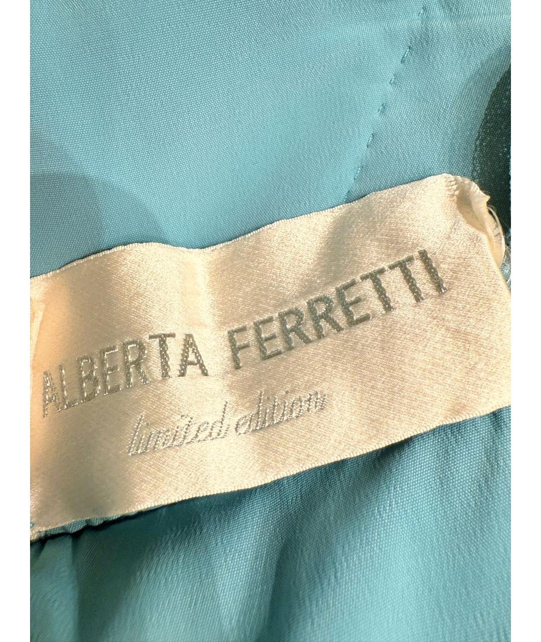 ALBERTA FERRETTI Бирюзовое коктейльное платье, фото 3