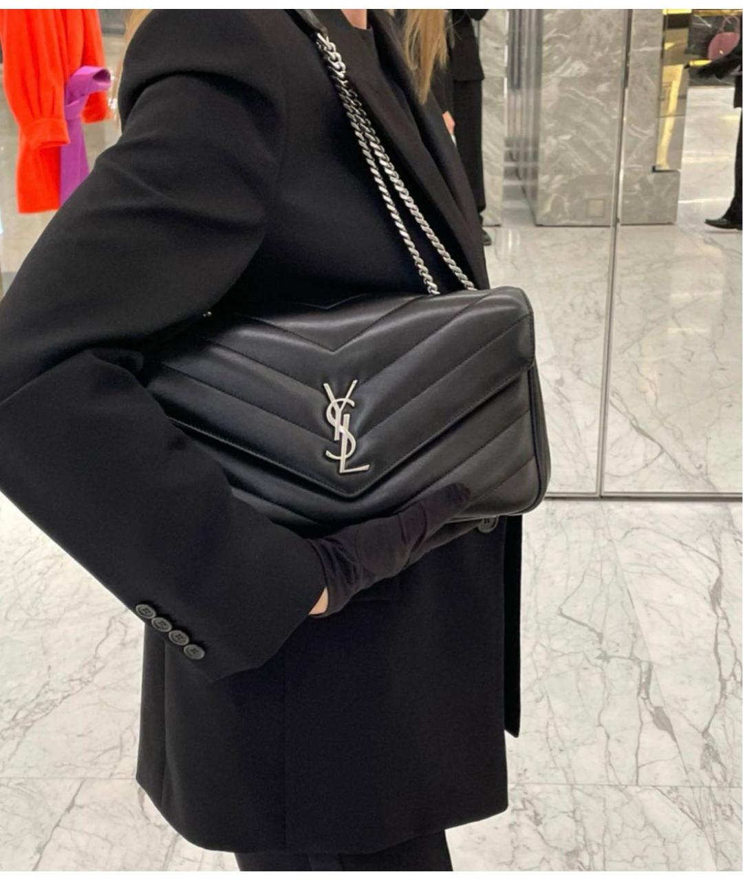 SAINT LAURENT Черная кожаная сумка через плечо, фото 5
