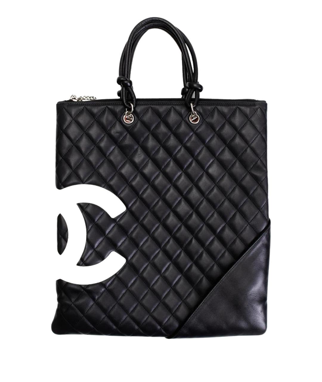 CHANEL Черная кожаная сумка с короткими ручками, фото 1