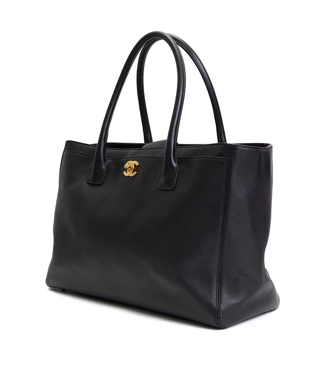 CHANEL Черная кожаная сумка с короткими ручками, фото 2