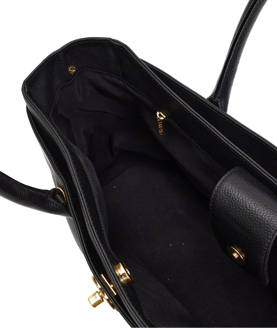 CHANEL Черная кожаная сумка с короткими ручками, фото 4