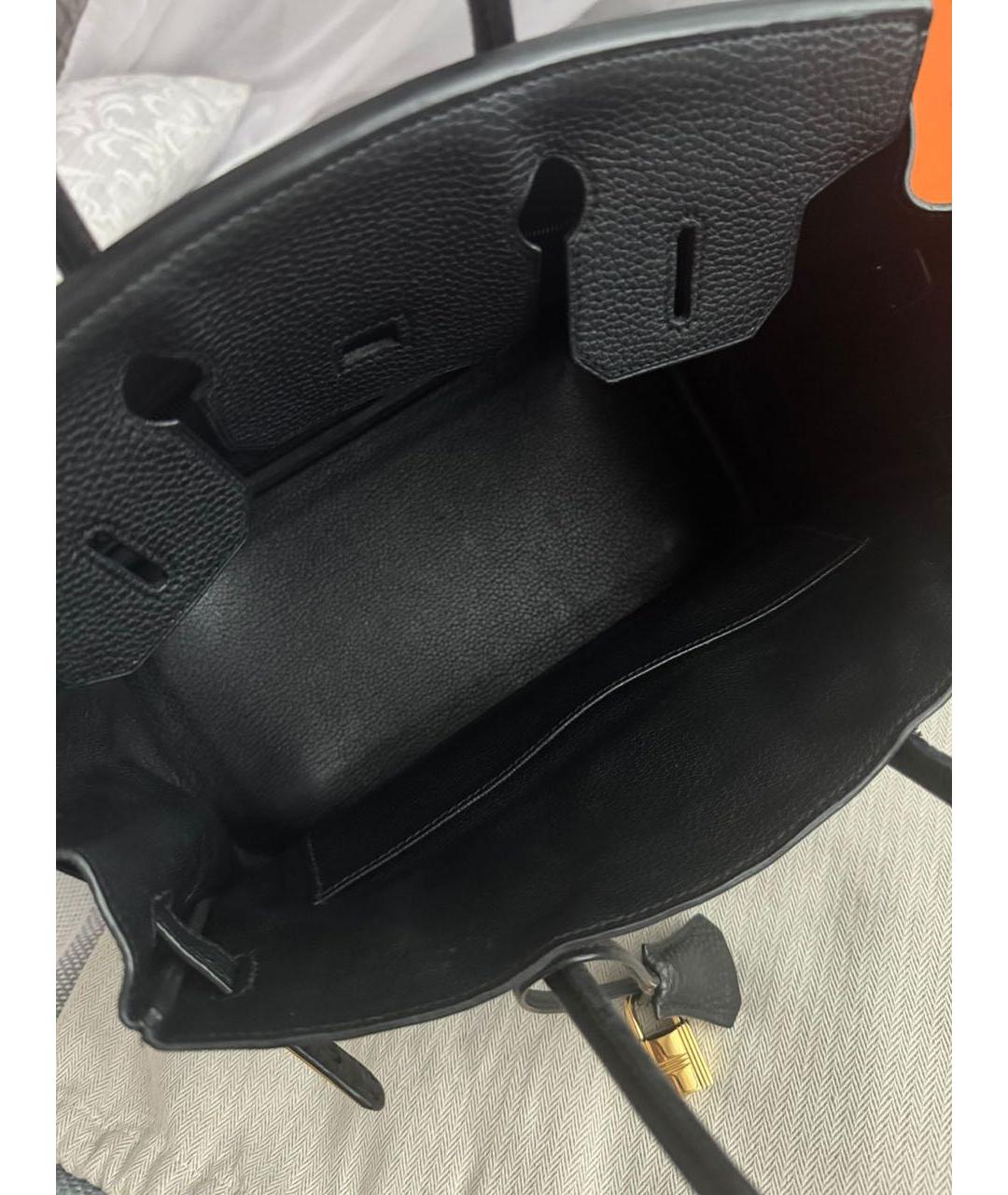 HERMES Черная кожаная сумка с короткими ручками, фото 4