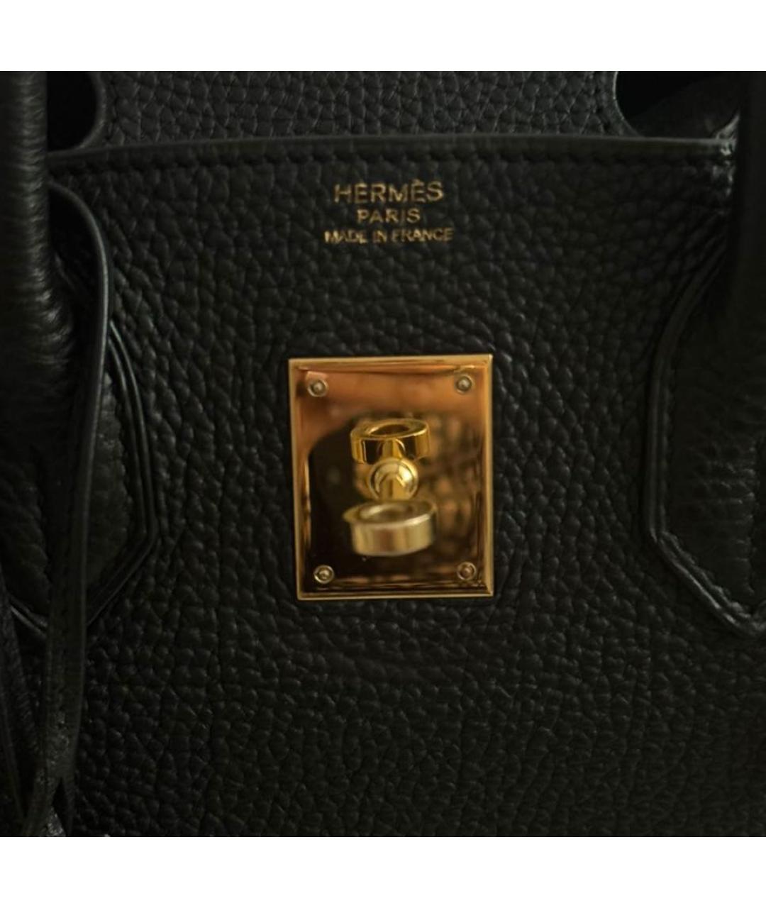 HERMES Черная кожаная сумка с короткими ручками, фото 6