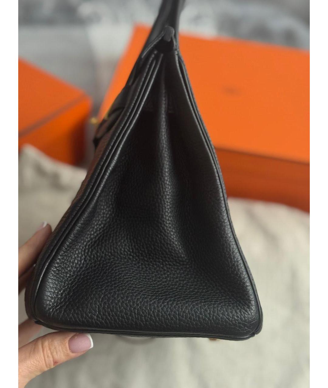 HERMES Черная кожаная сумка с короткими ручками, фото 2