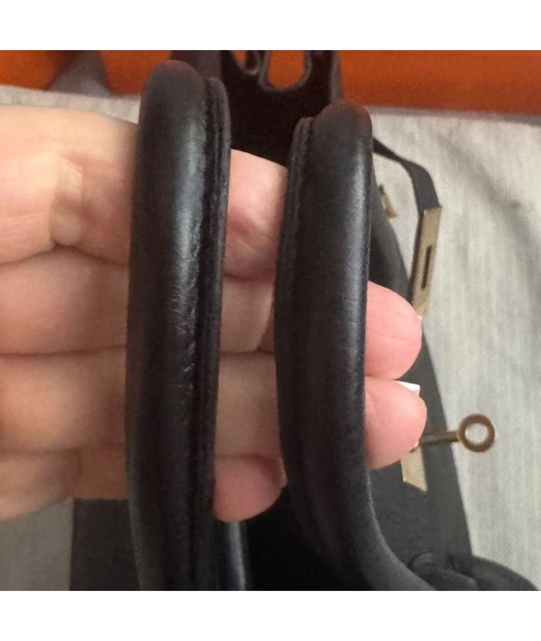 HERMES Черная кожаная сумка с короткими ручками, фото 8