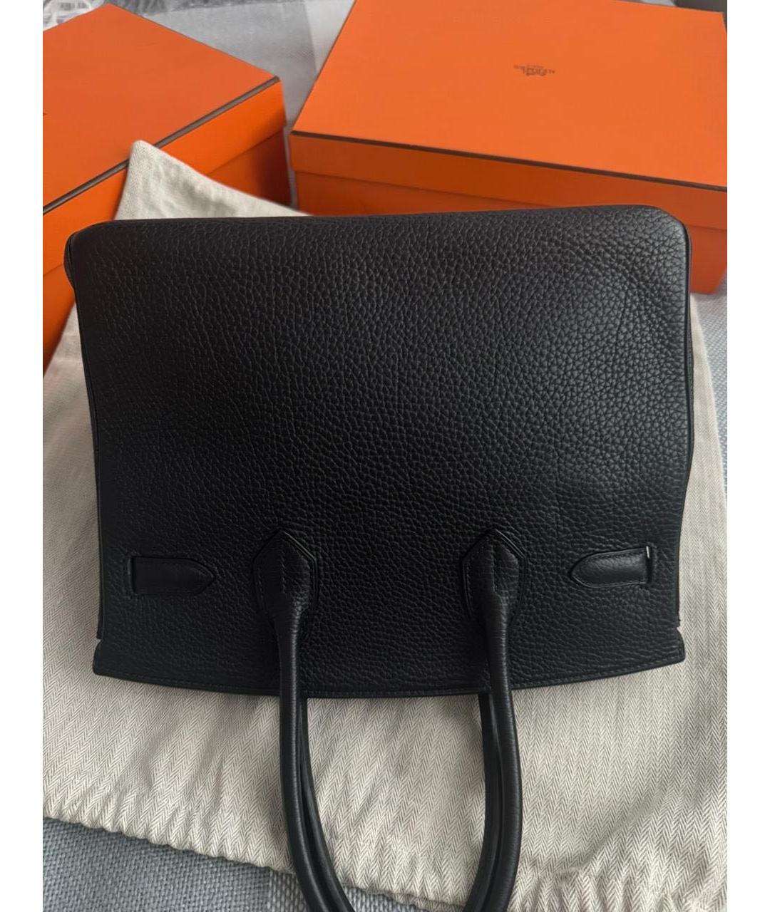HERMES Черная кожаная сумка с короткими ручками, фото 3