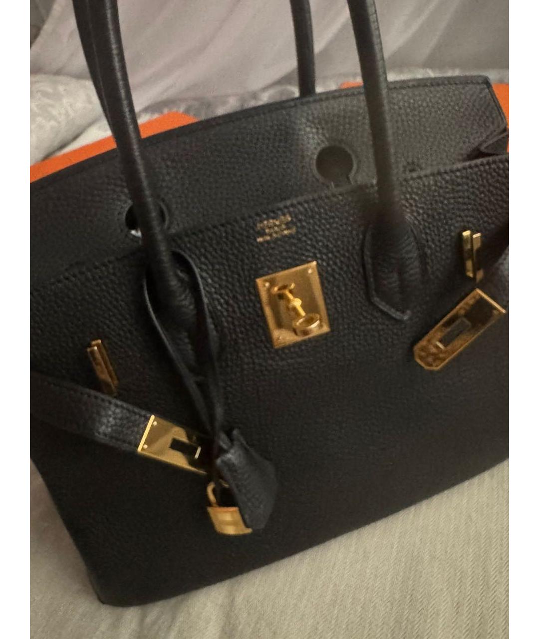 HERMES Черная кожаная сумка с короткими ручками, фото 7