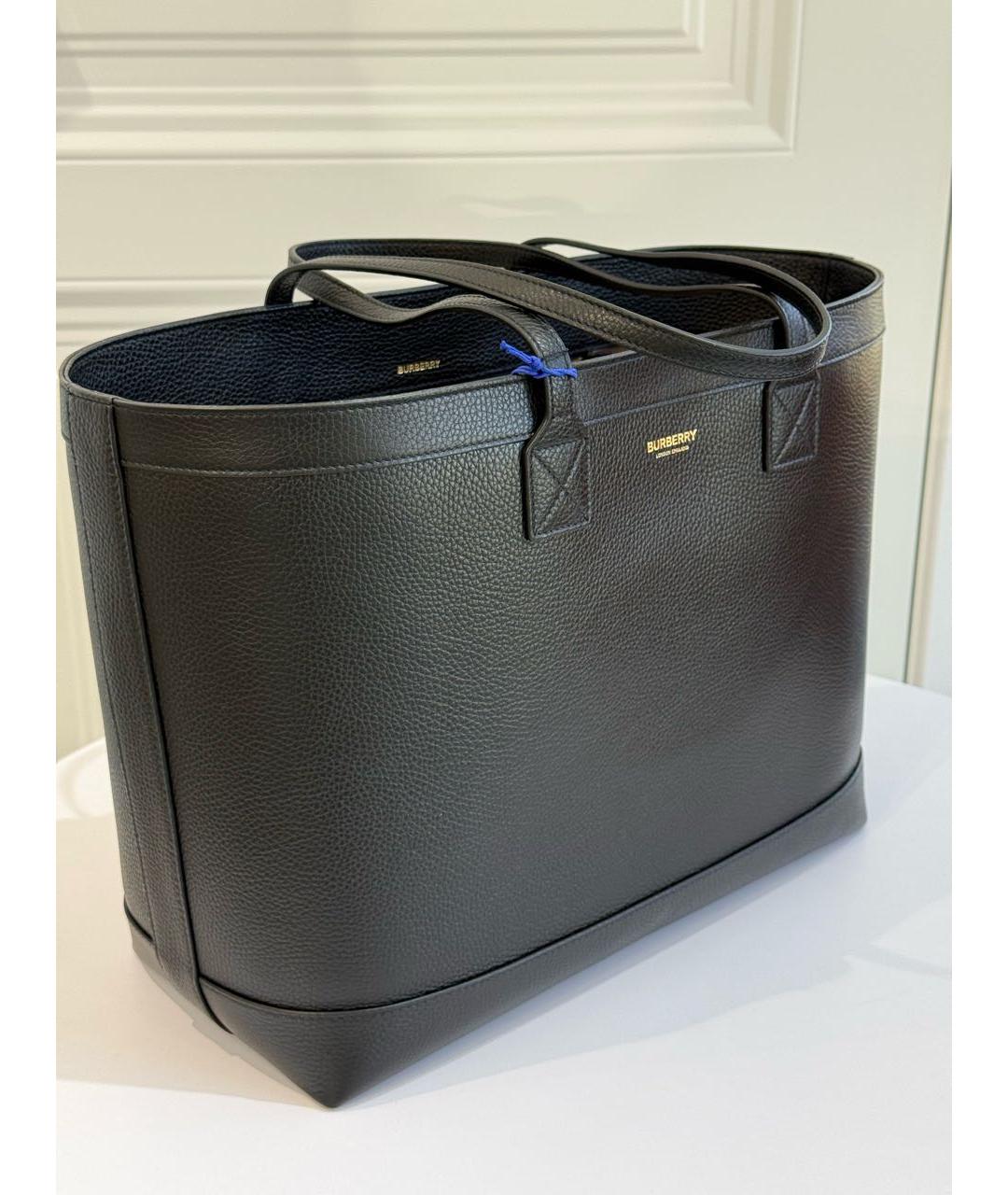 BURBERRY Черная кожаная сумка тоут, фото 2