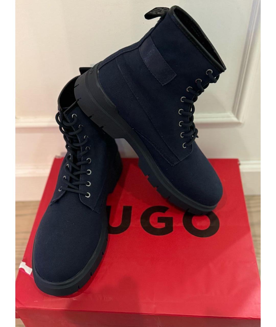 HUGO Темно-синие текстильные высокие ботинки, фото 3