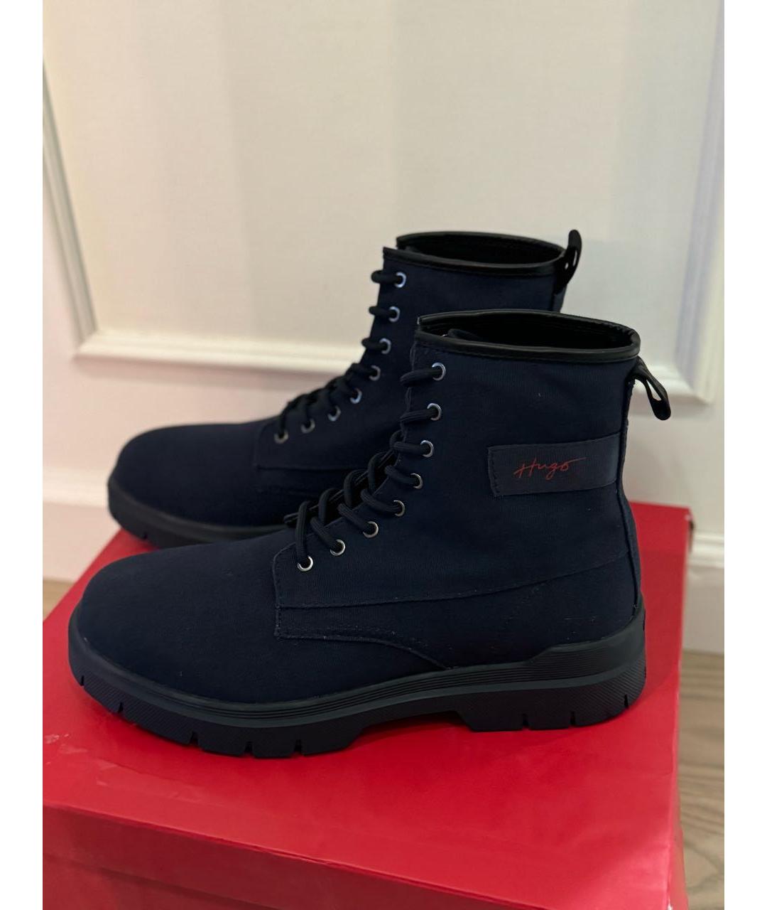 HUGO Темно-синие текстильные высокие ботинки, фото 7