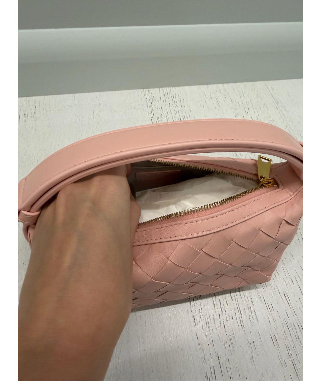 BOTTEGA VENETA Розовая кожаная сумка с короткими ручками, фото 4