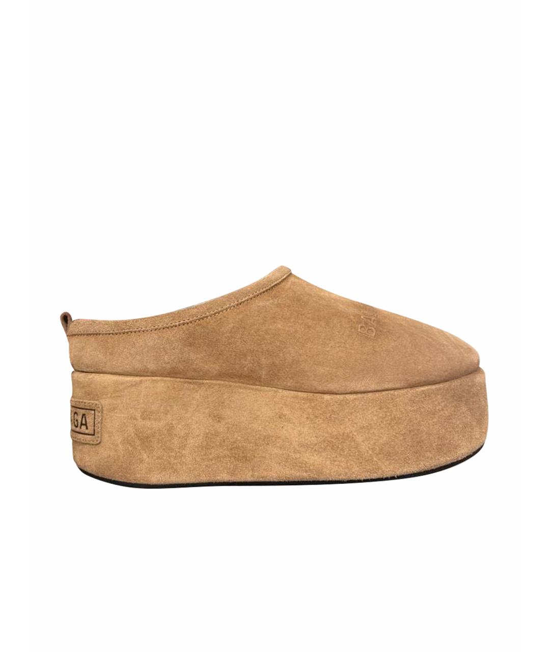 BALENCIAGA Бежевые замшевые сабо, фото 1