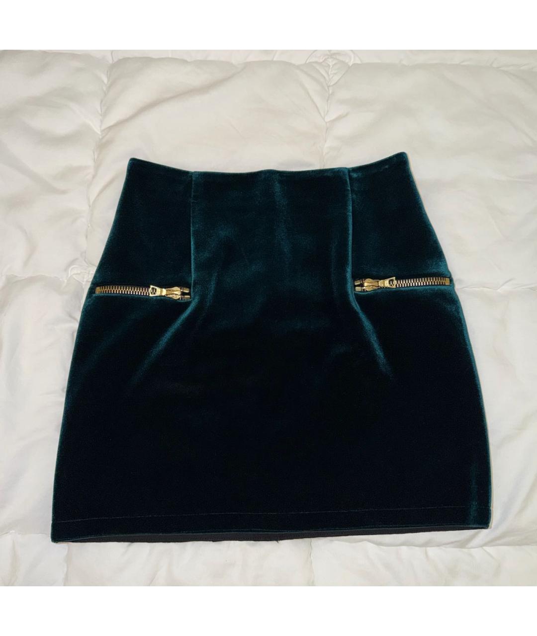 SANDRO Зеленая бархатная юбка мини, фото 7