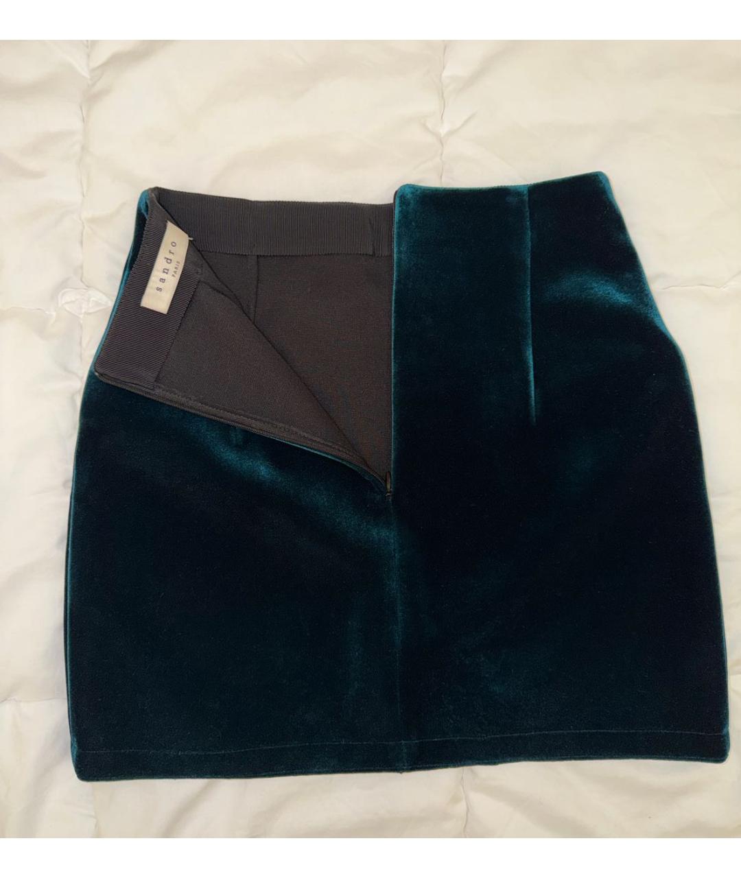 SANDRO Зеленая бархатная юбка мини, фото 3