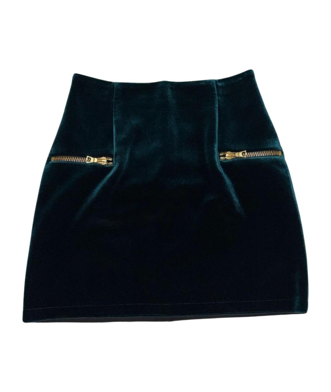 SANDRO Зеленая бархатная юбка мини, фото 1
