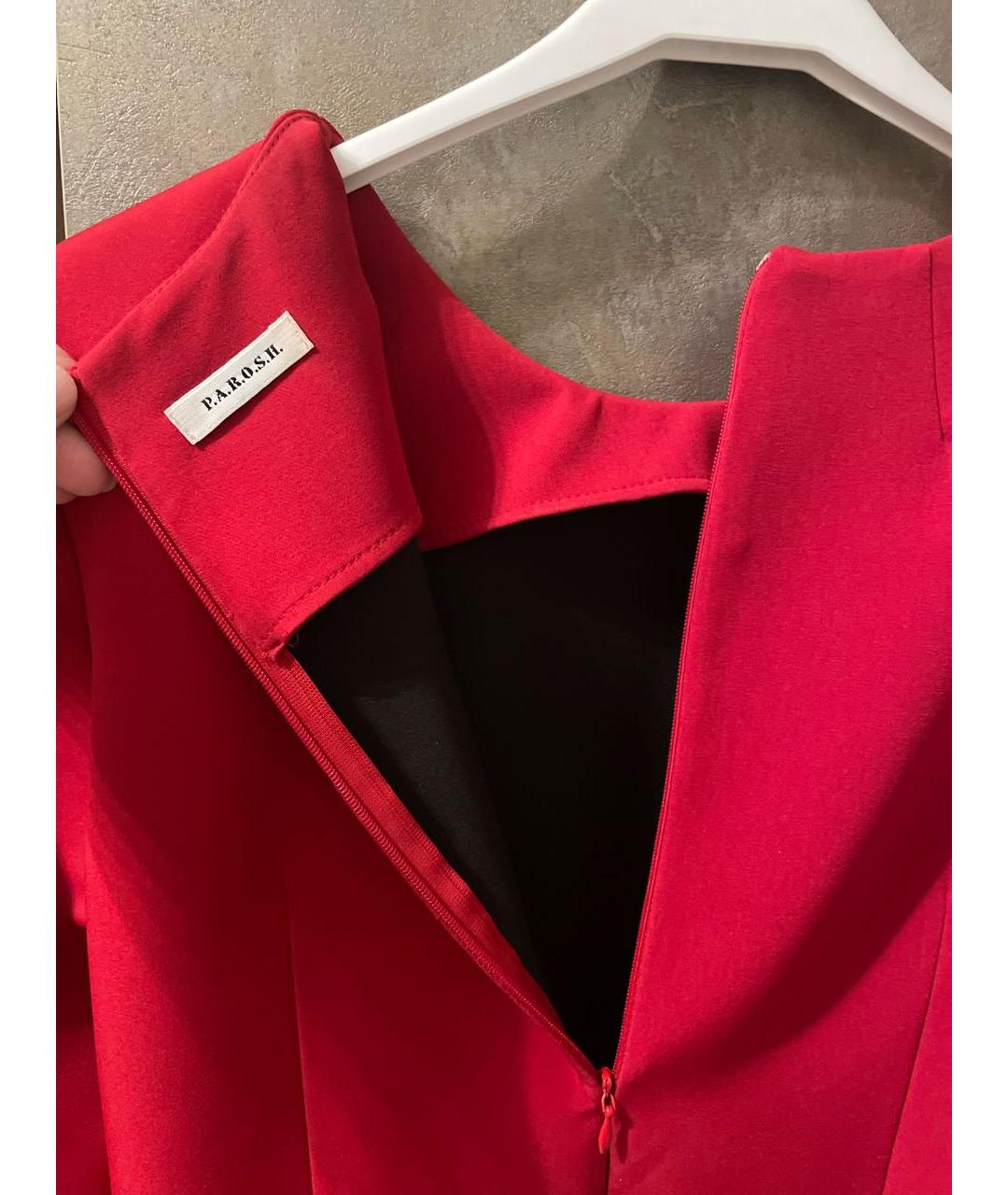 P.A.R.O.S.H. Красное полиэстеровое коктейльное платье, фото 3