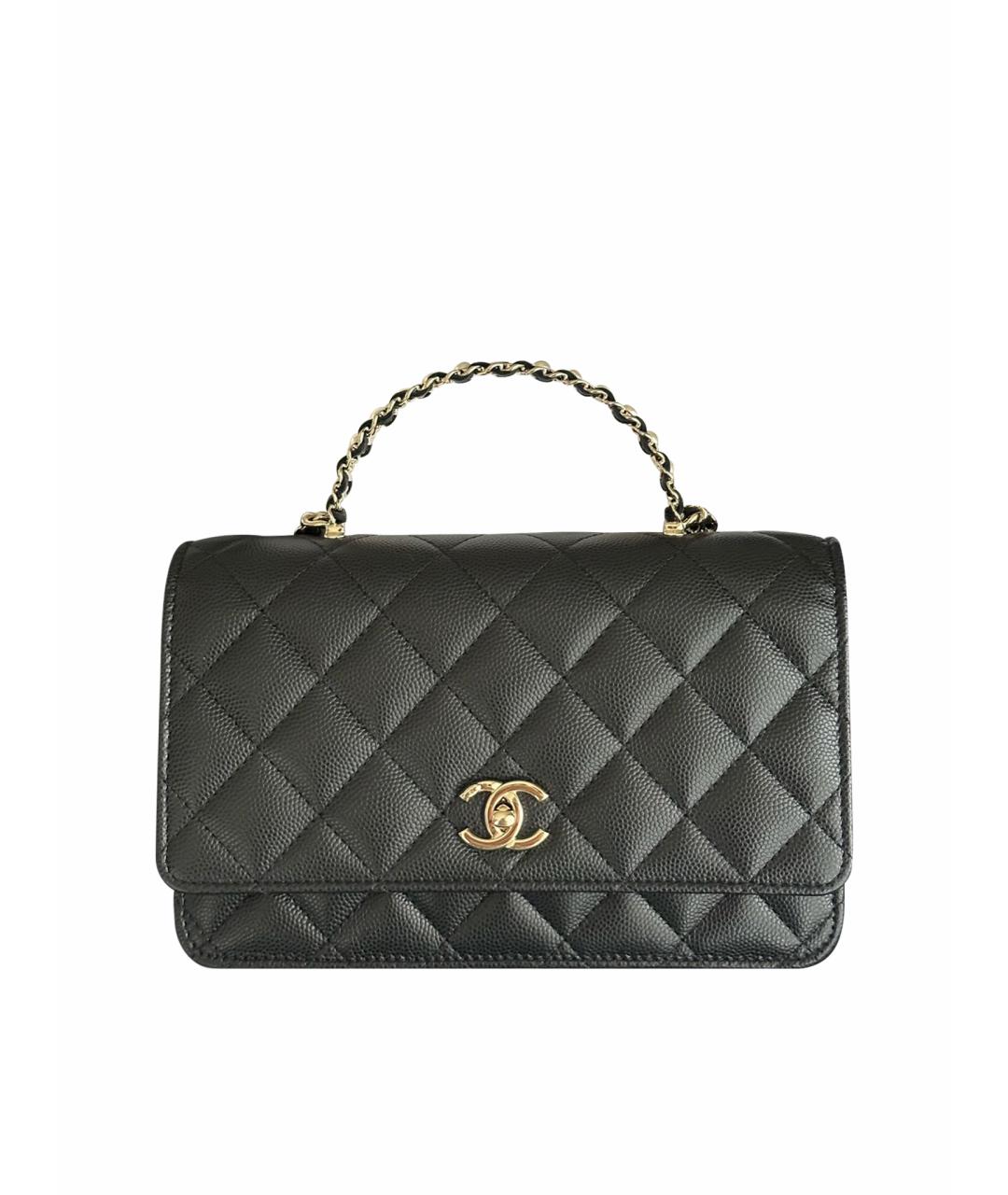 CHANEL Черная кожаная сумка с короткими ручками, фото 1