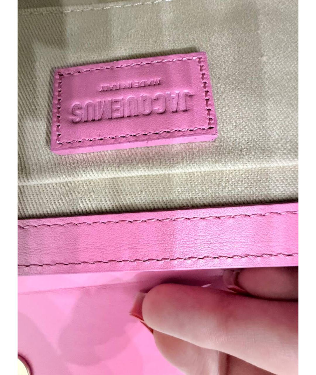 JACQUEMUS Розовая кожаная сумка с короткими ручками, фото 5