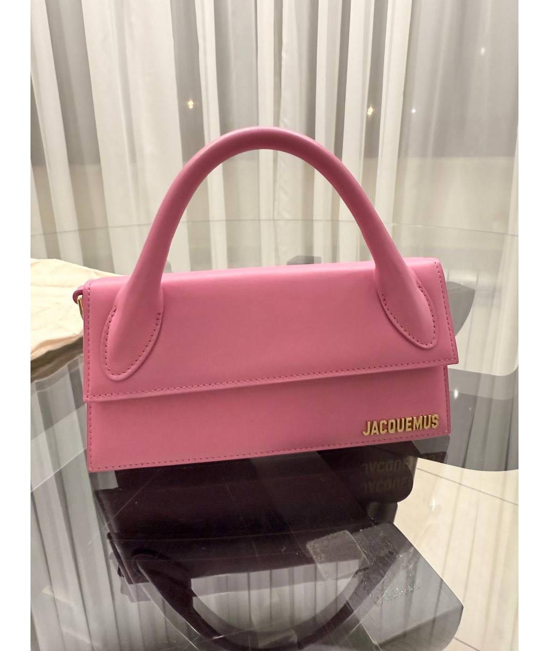 JACQUEMUS Розовая кожаная сумка с короткими ручками, фото 9