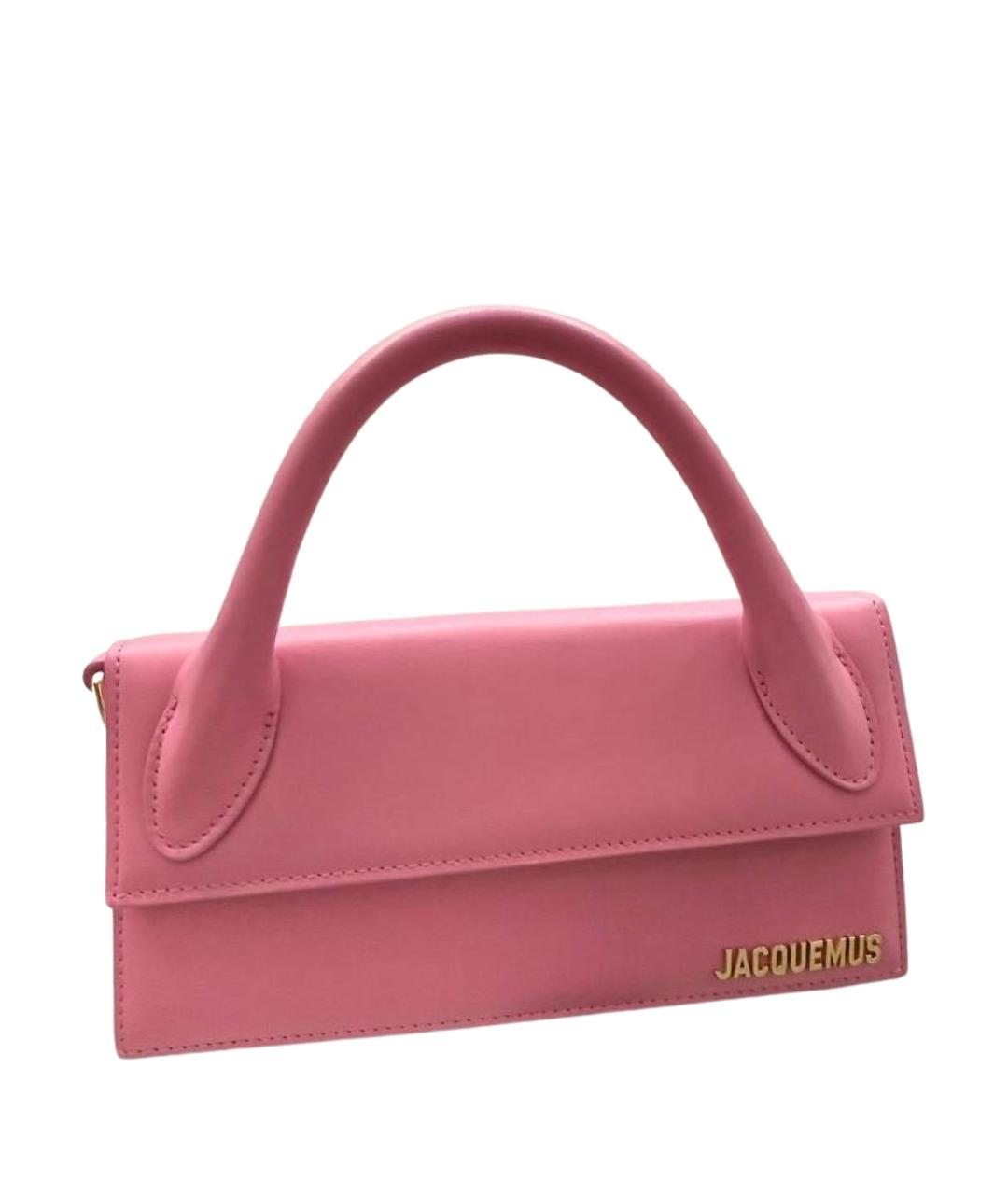 JACQUEMUS Розовая кожаная сумка с короткими ручками, фото 1
