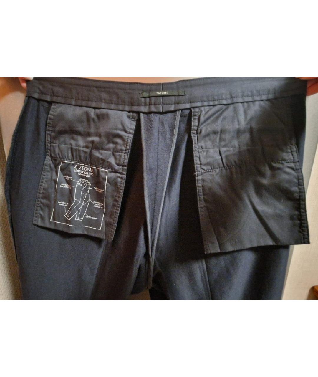 ZZEGNA Темно-синие хлопковые брюки чинос, фото 3