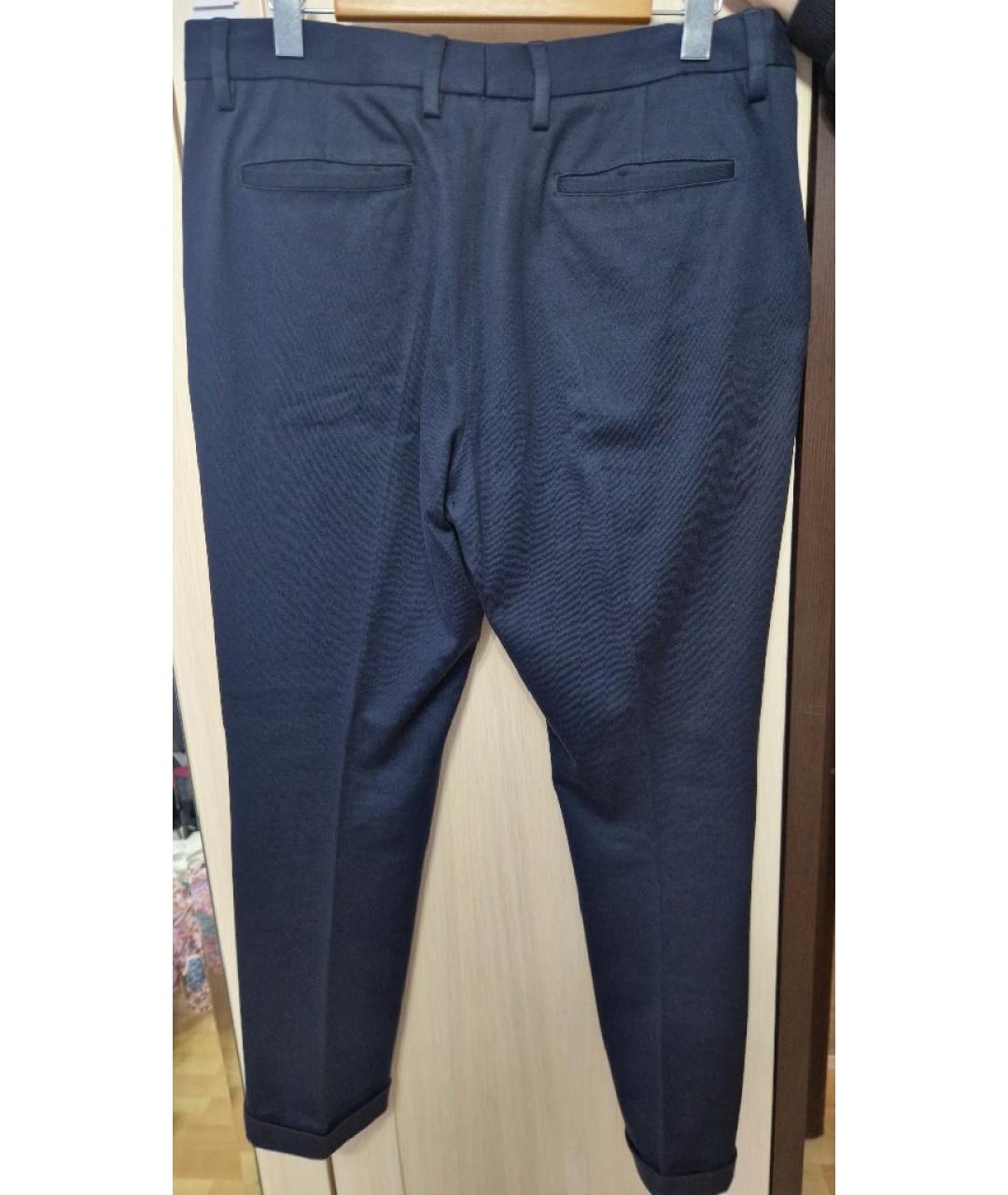 ZZEGNA Темно-синие хлопковые брюки чинос, фото 2