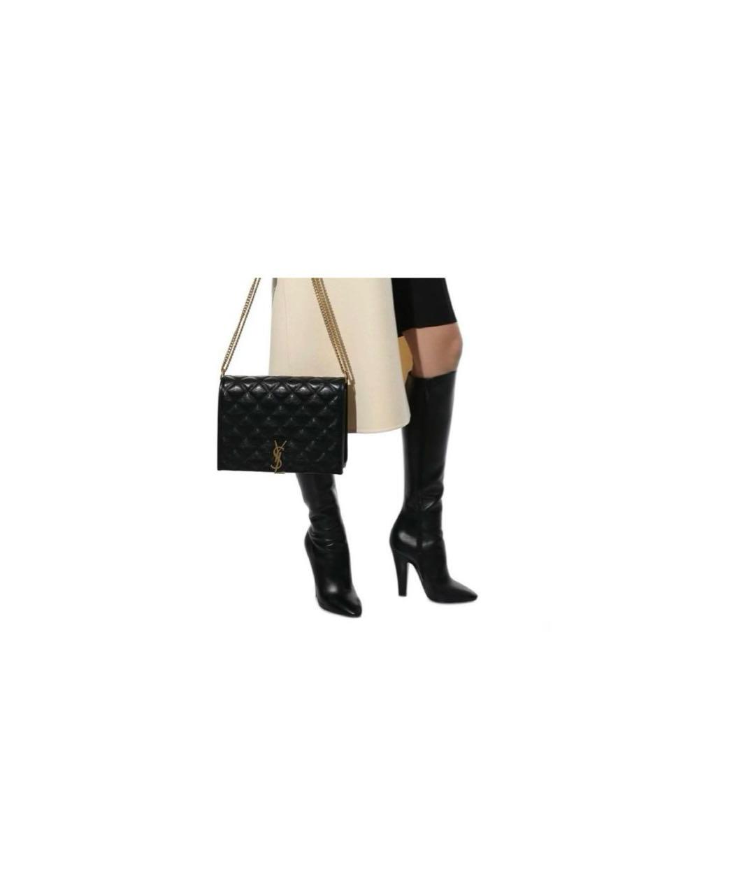 SAINT LAURENT Черные кожаные сапоги, фото 3