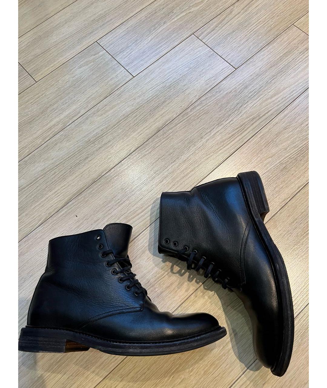 SAINT LAURENT Черные кожаные ботинки, фото 5