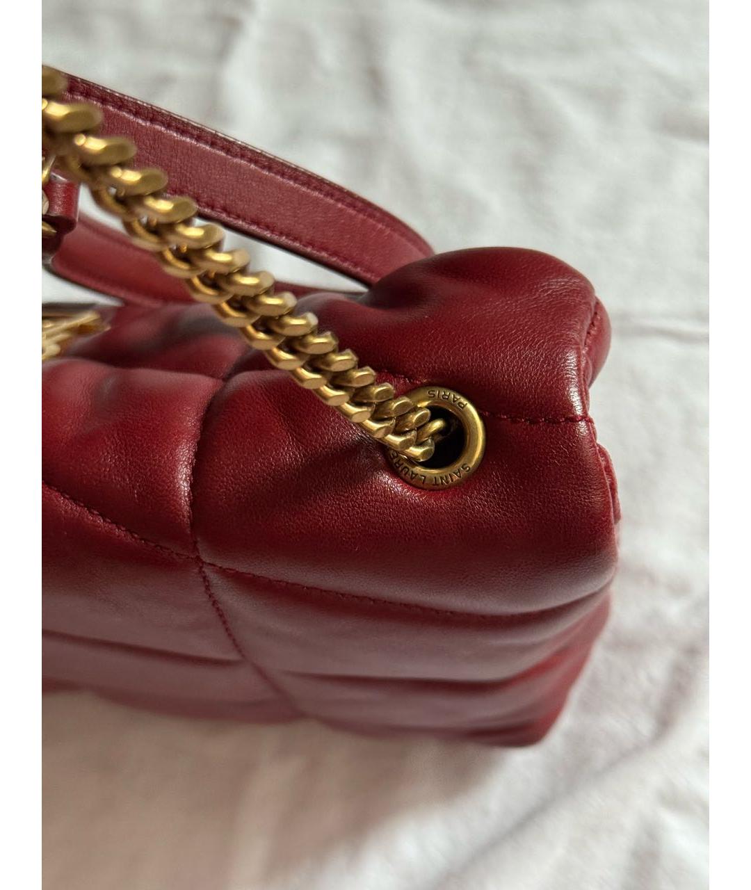 SAINT LAURENT Бордовая кожаная сумка через плечо, фото 6